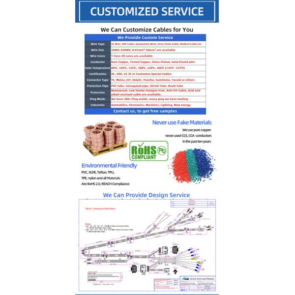 2AWG-32AWG Auto Electrical Wiring Harness Loom Cable Assembly ROHS