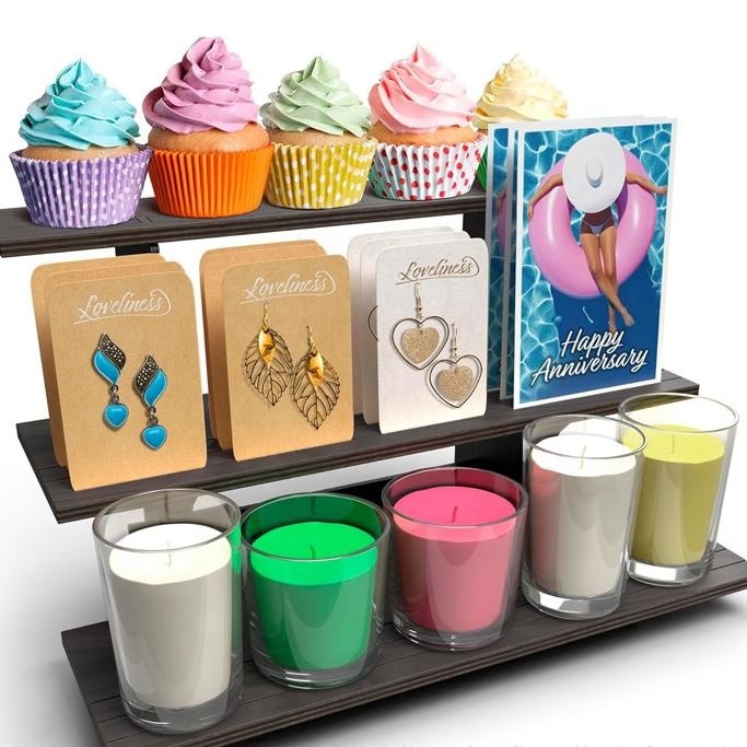 Black Wooden Cupcake Stand Cupcake Display Stand Earring Display Stand Wooden Three-layer Dessert Table
