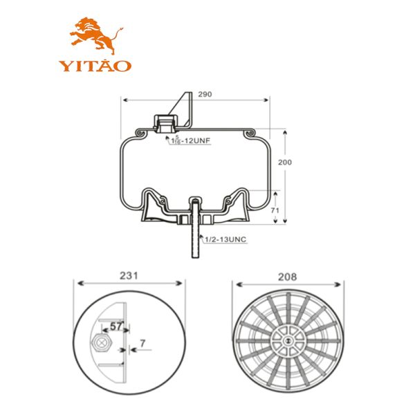 1V 9541 Truck Air Spring, Suitable for Firestone W01-358-9541/Contitech 99-10S861/Bellow 1T15LA0
