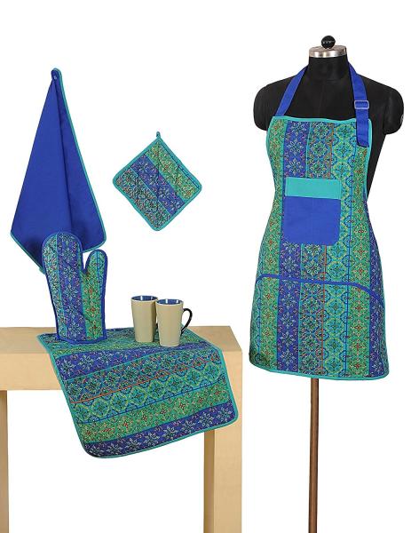 Ladies Apron, Adult Apron, Blue Kitchen Apron, Full Cooking Apron, Kitchen Apron, Floral Apron, Gift For Her, Full Apron