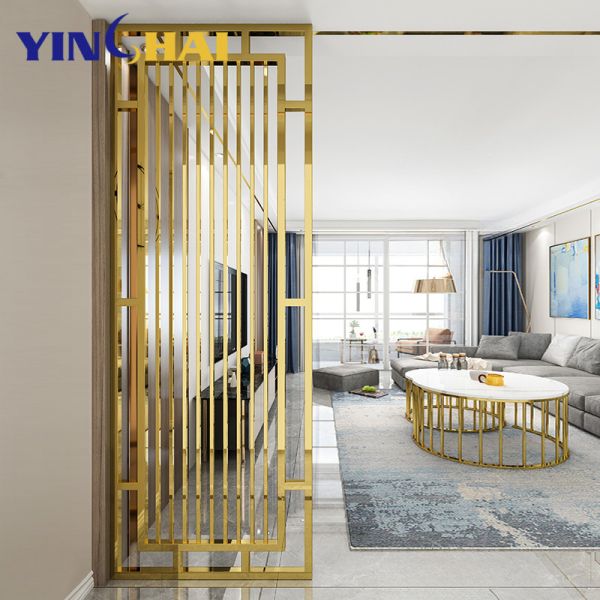 Gold Metal Laser Cut Room Dividers For Bedroom Contemporary And Functional