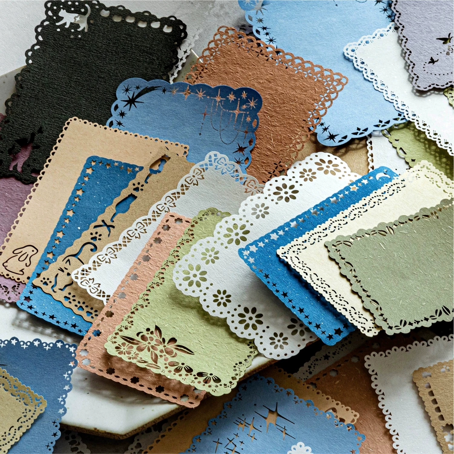 Decorative Lace Edge Paper Cards With Laser Cut Hollow Borders For Journaling