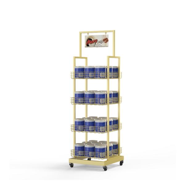 Free Standing Metal Wire Display Racks Heavy Dudy 4 Shelf Pop Display Rack