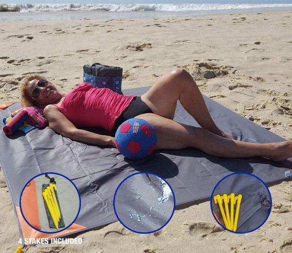 Camping Rug, Beach Blanket Silky Soft 85x72 Boho Sand Proof Beach Blanket Sand Proof Mat with Corner Pockets