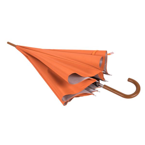 Auto Open Full Body Umbrella Orange Custom Bank Logo Hook Handle with 100cm Diameter