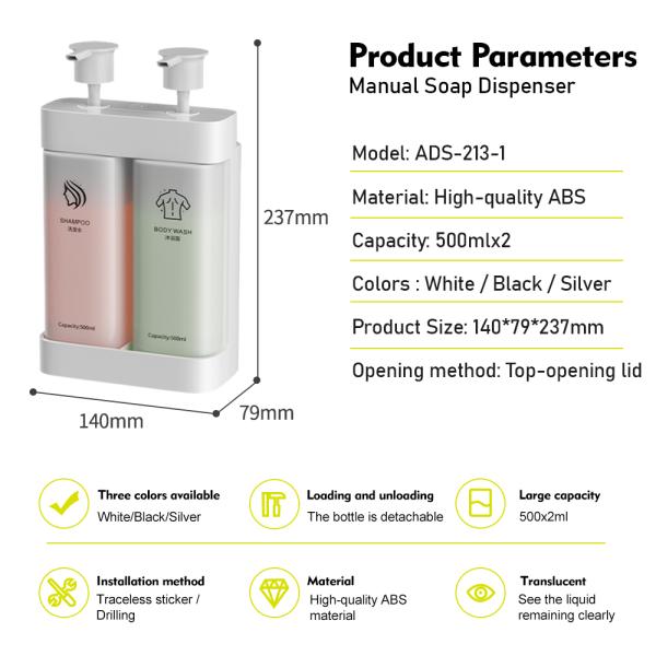 Wall Mounted Transparent Bottle Soap Dispenser 140*79*237mm For Home And Hotel