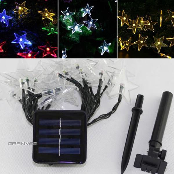 Star 20 LED Solar Powered Outdoor Holiday Lights , Solar Powered Icicle String Lights