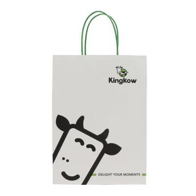 White Kraft Paper Twist Handle Bags Turn Top Shopping Bag For Clothes Shoes