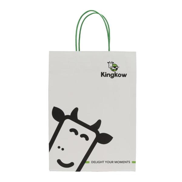 White Kraft Paper Twist Handle Bags Turn Top Shopping Bag For Clothes Shoes