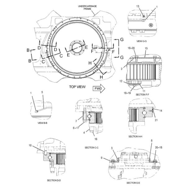E320C E320D 227-6081 swing 16070650 rodamiento de engranajes de balanceo para piezas de repuesto de excavadoras