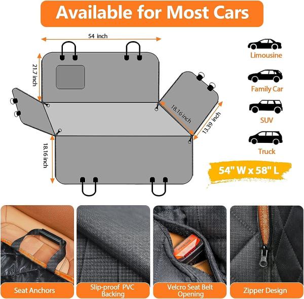 Dog Seat Cover Car Seat Cover for Pets 100%Waterproof Pet Seat Cover Hammock 600D Heavy Duty Scratch Proof Nonslip