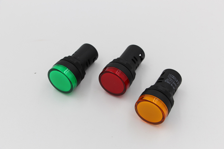 220 Volt LED Indicator Lights Red/Yellow/Green LEDs Plastic Material 22mm Mounting Hole IP44 Rated Screw Terminal Connector for
