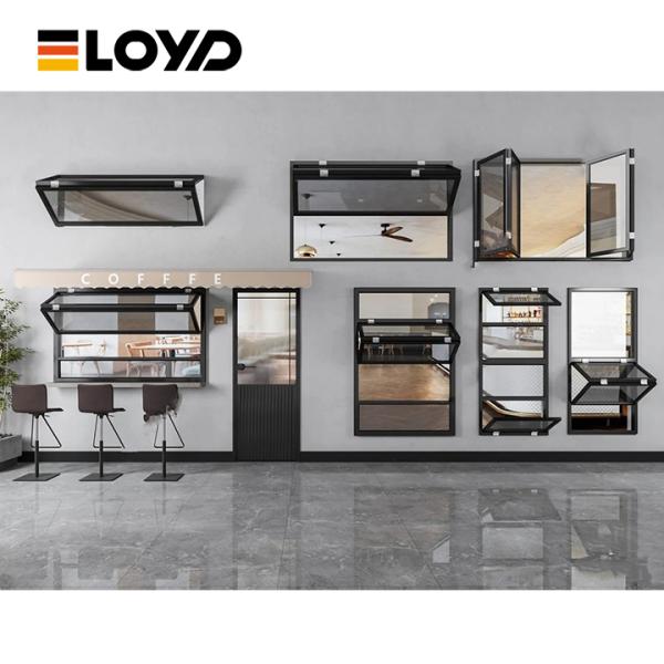 Bi-Fold Aluminum Service Window with Tempered Glass for Cafes