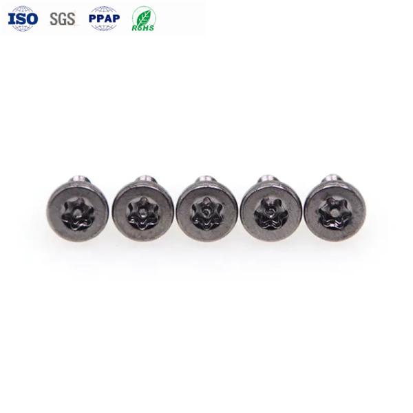 Custom Anti Theft Screws Carbon Steel Black Nickel Flat Head Screw With Post  Plum Groove