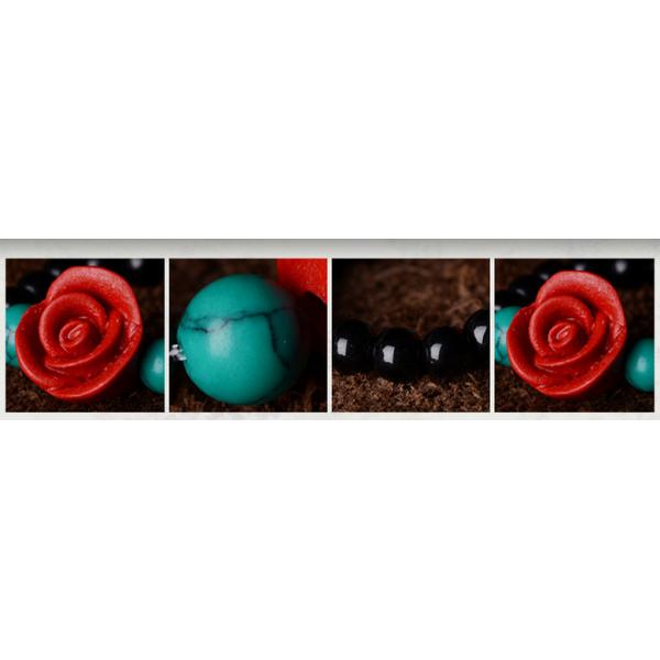 Ethnic Chinese style jewelry retro classic roses carved lacquer ring