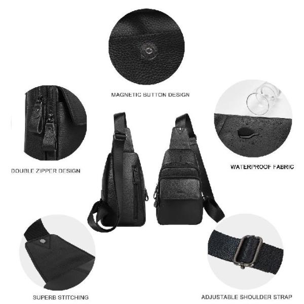 Sac en cuir véritable de coffre de sports d'hommes simples d'épaule