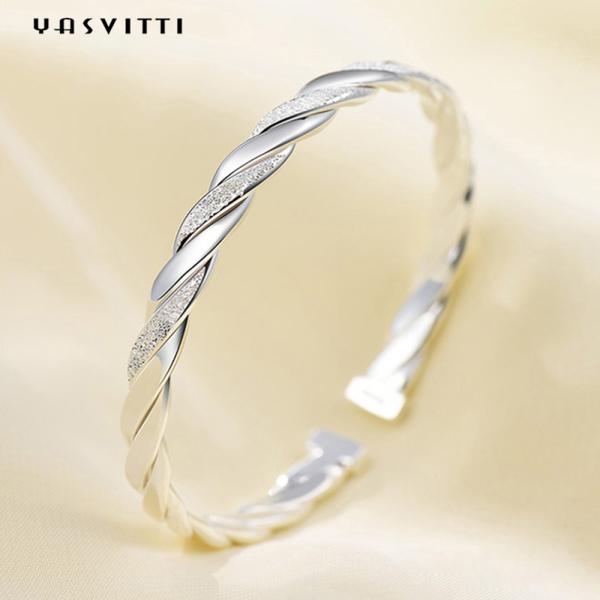 родий браслета тумака извива 3g 13cm покрыл Bangles CZ 925 серебряные