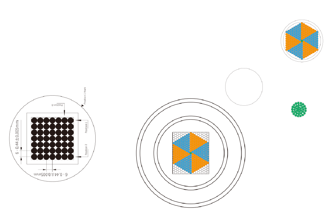 Hexagonal 271-core SMA905 patch cord with armored tube