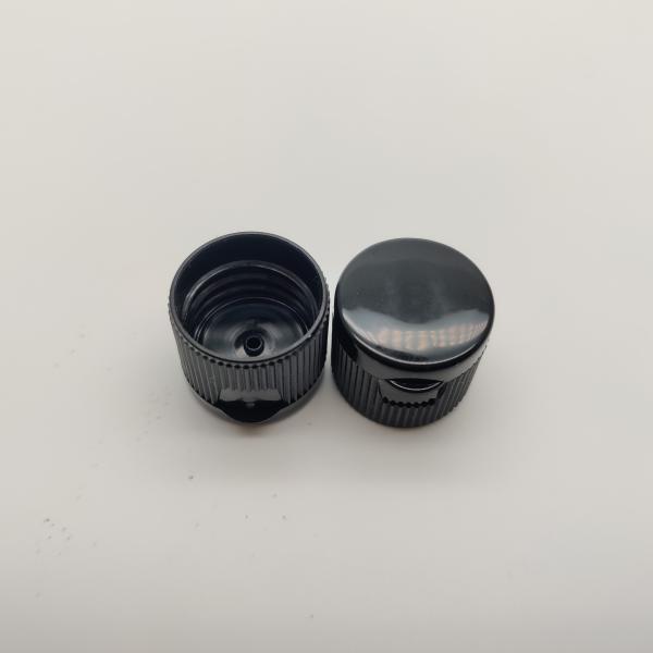 Black Tiny Stripes 18/410 Plastic Flip Top Cap For Cosmetic Toner Bottle