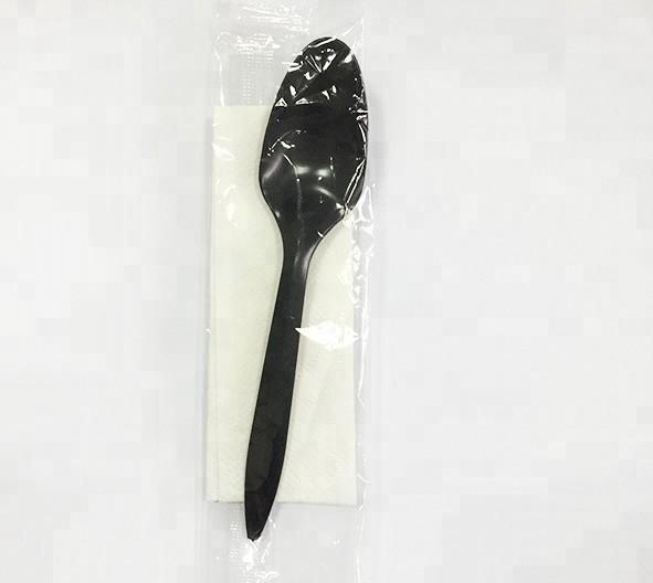 Plastic Sleeve Cutlery Set Customized Logo Buffets PS Disposable Spoon Fork and Knife