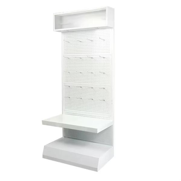 LED Light Shop Display Units Header Hanging Pegboard Metal Display Rack