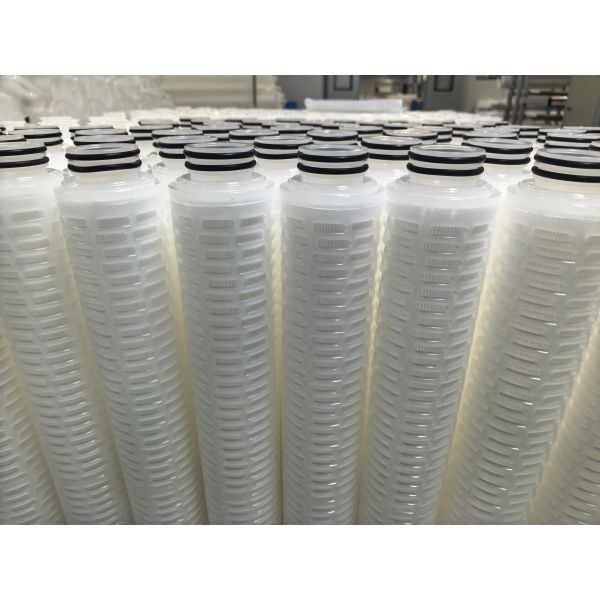 40-Inch PTFE Pleated Filter Cartridge with PTFE Membrane for High Flow Rate Chemical and High-Purity Liquid Filtration