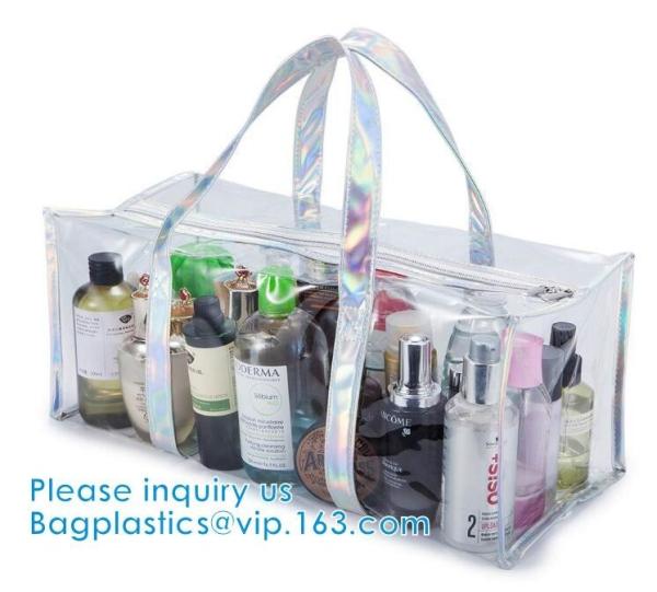 PVC Travel Makeup Toiletry Storage Bag, Large Capacity Tote Bag, Cosmetic Clothes Organizer Bag