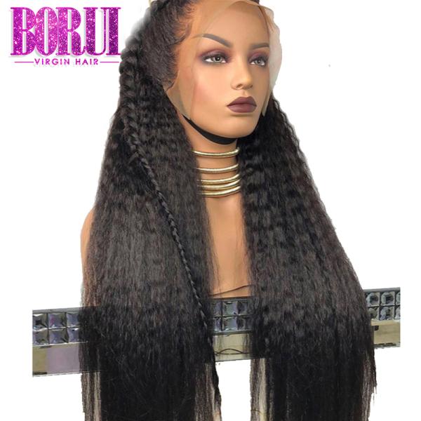 100% Virgin 360 Lace Frontal Wig Brazilian Yaki Straight Natural Black