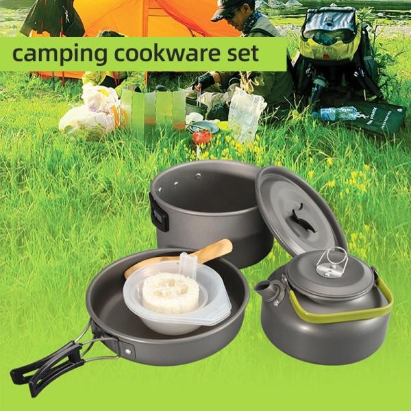Factory TOP Seller Outdoor Camping Cookware Mess Kit Portable Picnic Pot Pan Camping Cooking Set For Out Door Hiking