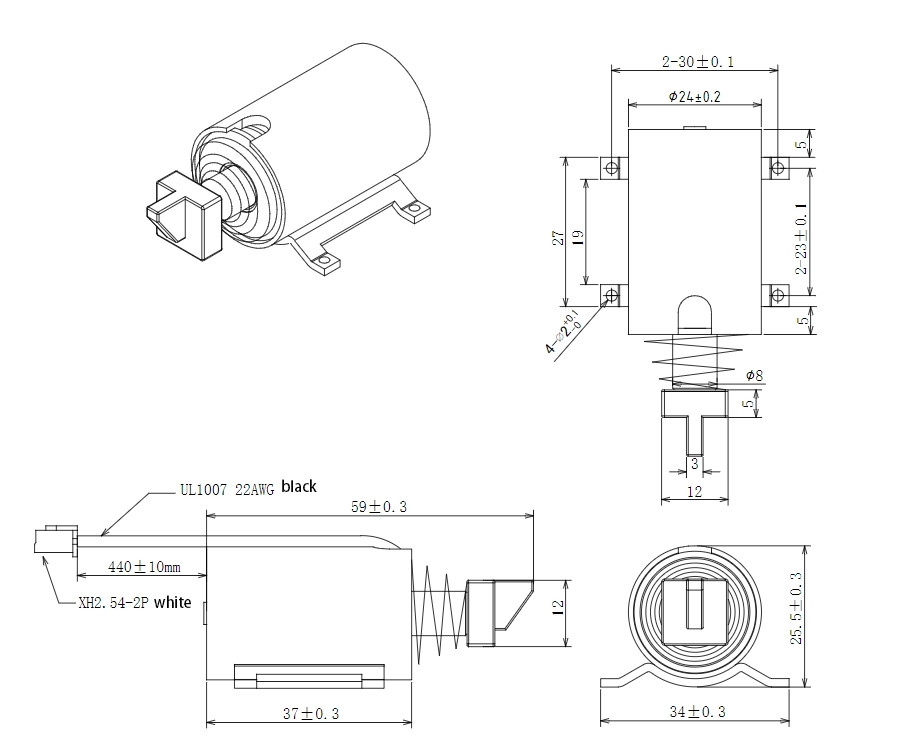 Соленоид DASON-T2437 24*37 DC3.6V длинноходовой