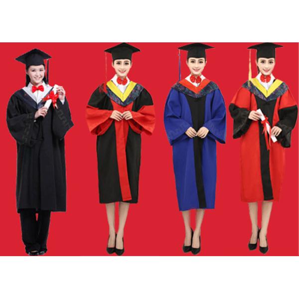 wholesale graduation gowns and mortar board black gowns from China clothing factory