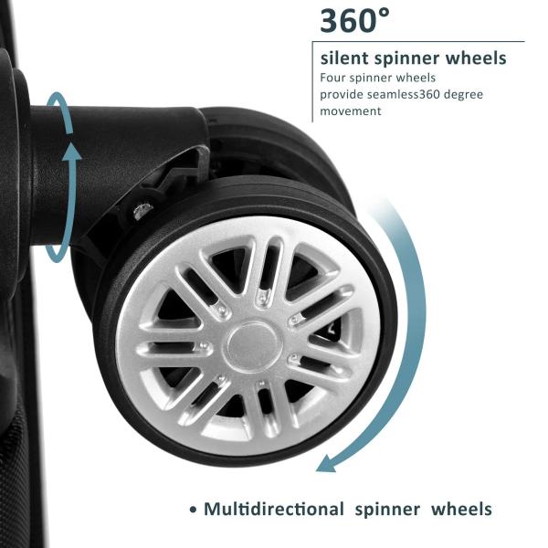 Durable Silent Wheels 5 Piece Luggage Set Hard Shell 12/14/20/24/28