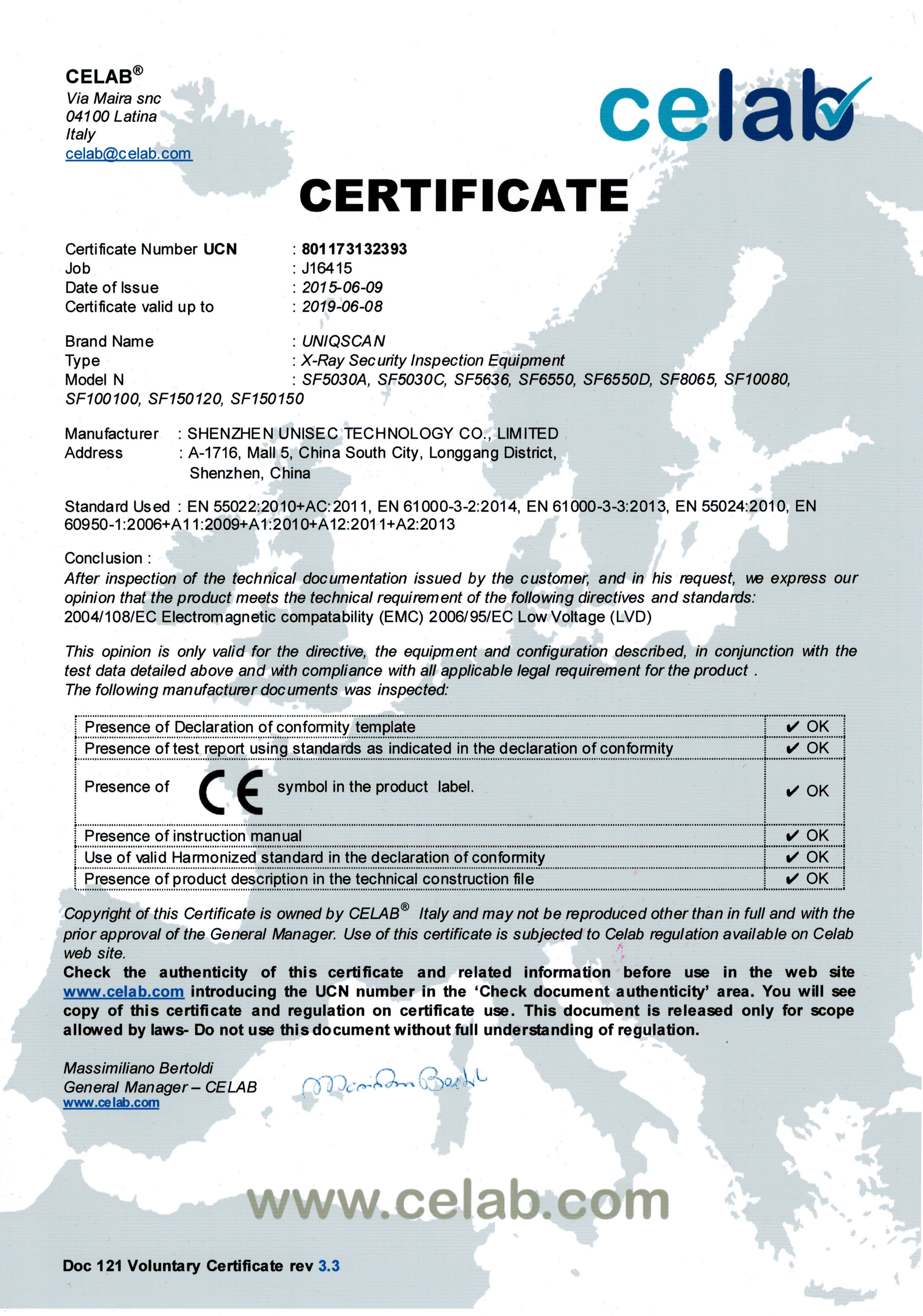 SHENZHEN UNISEC TECHNOLOGY CO.,LTD Сертификации