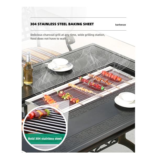 Cast Aluminum Multifunctional BBQ Garden Set Outdoor BBQ Grill Table
