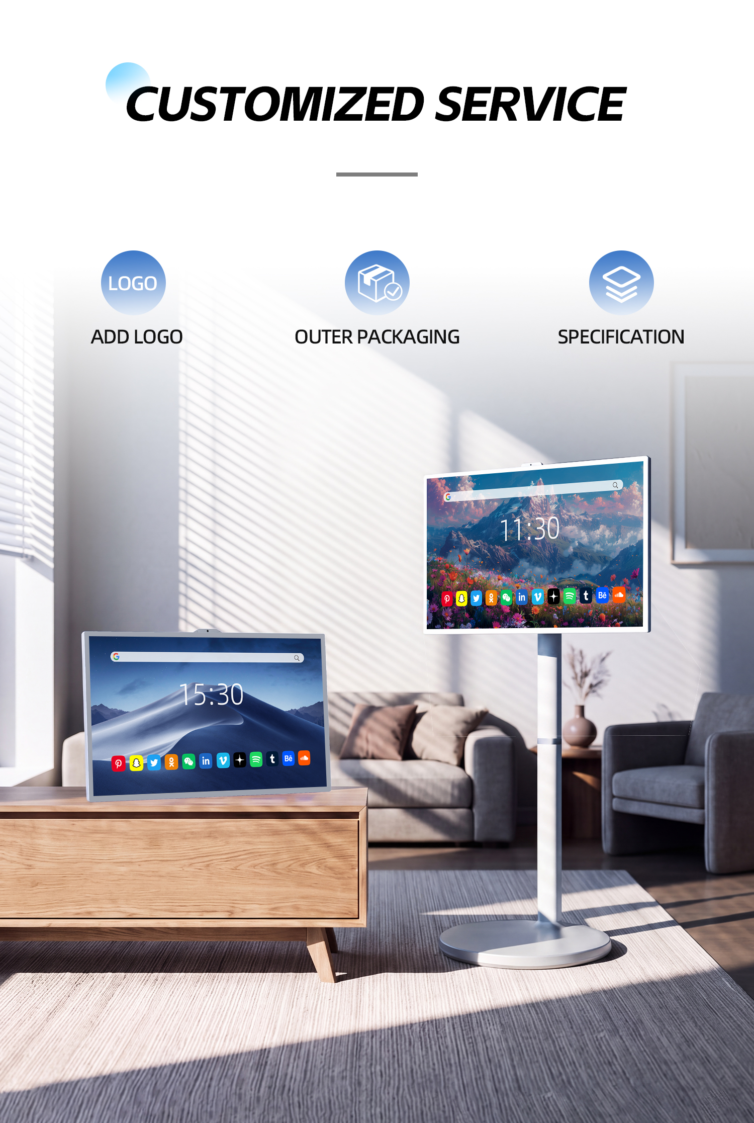 VETO 32 Inch Dual Mode Detachable Smart TV Desktop Stand 13 MP Portable Screen