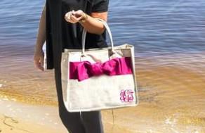 Linen bow tote