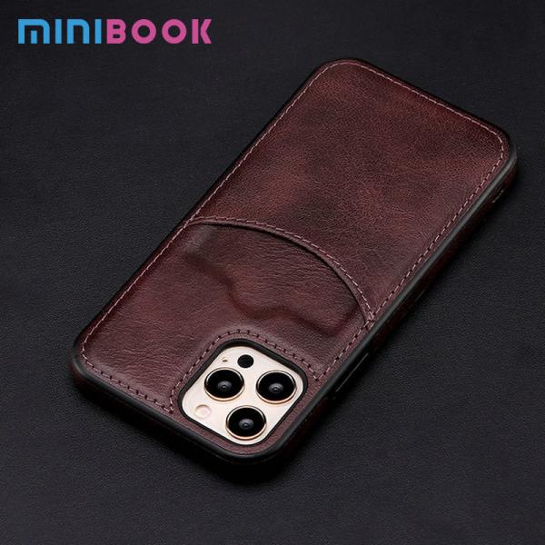 iPhone 15 Pro Max PU Leather Back Cover Card Slot Holder Slim Vintage Mobile Phone Case