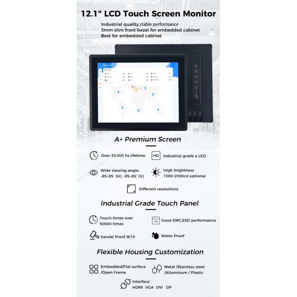 12.1 Inch Industrial Panel Pc Dc 12v Hdmi For Medical