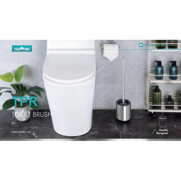 Bathroom Round TPR Toilet Bowl Cleaning Brush With Holder Free Standing