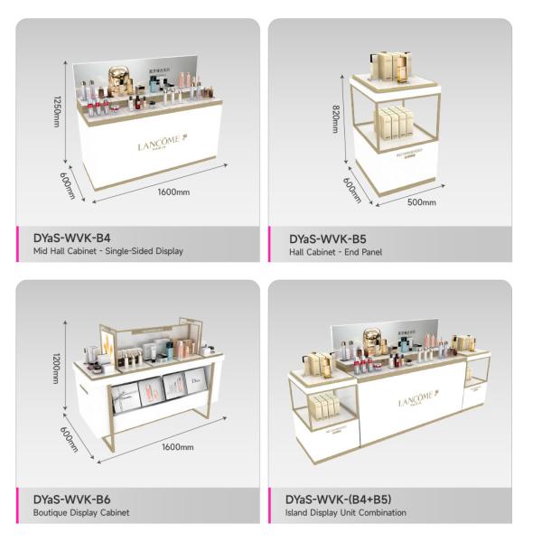 Cosmetic Store Cabinet White Wooden Skincare Cabinet With Light Box Cosmetic Display Counter For Space-Saving Shop Fitting And Branded Display Rack