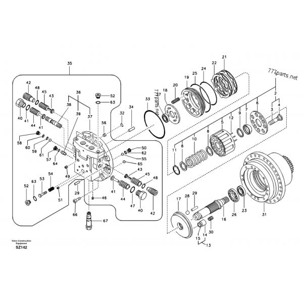 Конечная передача GM35 SA 1143-00111 собрания мотора перемещения экскаватора EC240 для