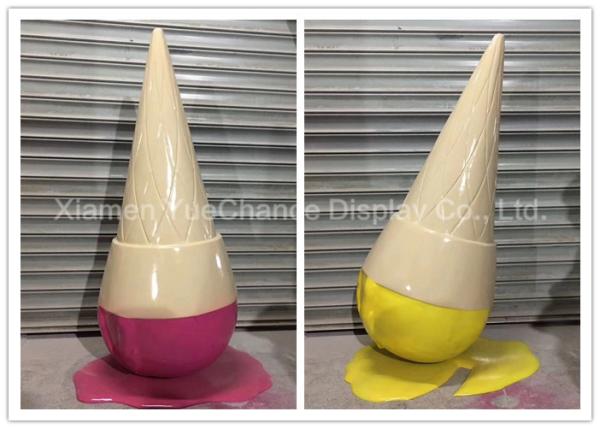 Eco Friendly Customized Inverted Fiberglass Ice Cream Cone With Melting Cream