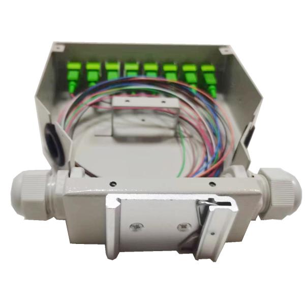 Caja terminal óptica de la fibra de la base de FONGKO 8, adaptador del obturador del SC de APC del carril del estruendo del metal