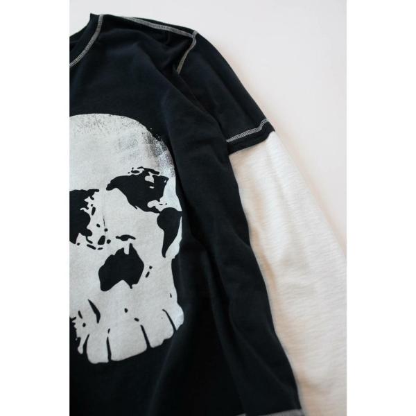 Hip Hop Style Custom camisa de manga longa de camada dupla camisas de sombra dupla com gráfico de caveira impressa