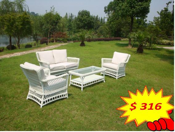 All Weather Wicker Furniture 4pcs Outdoor Rattan Sofa , Outdoor Wicker Patio Furniture