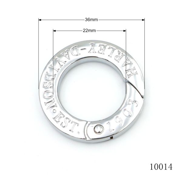 Black / Silver Car Key Chain Ring Open Gate Metal Ring Clasp With Clear Engraved Logo