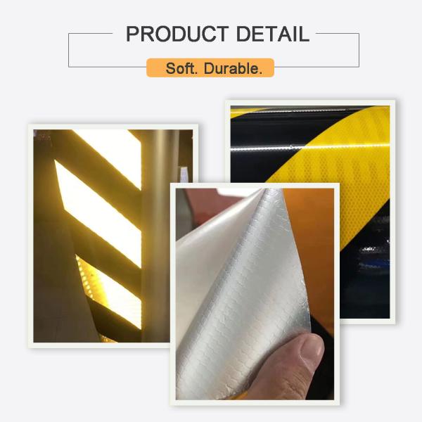 EGP Grade Double Color Yellow Black Hazard Pattern UV Metal Backing Reflective Sheeting