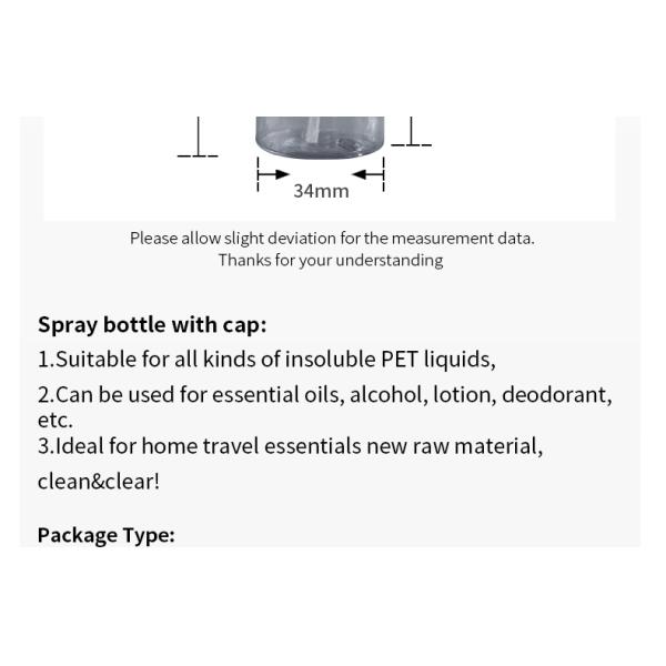 Recyclable 40ml Alcohol Transparent PET Spray Bottle 73*34mm