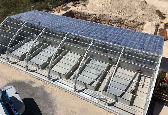 Большой Prefab стальной автопарк дома полинял дом укрытия зеленый с панелью солнечных батарей