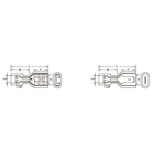 Full Insulation Male Female Lugs / Nylon Joint Crimp Insulated Spade Connectors